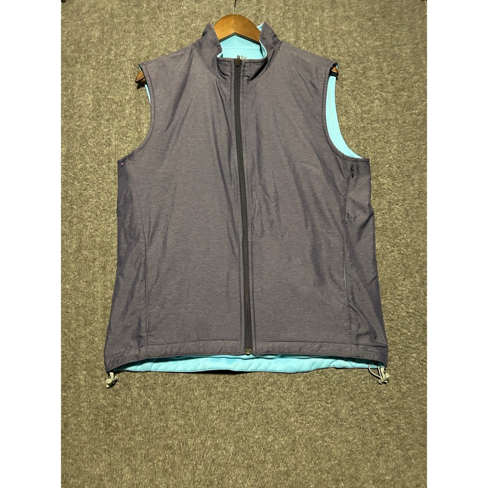 Peter Millar Crown Sport Reversible Vest Mens M Blue Full-Zip Golf Logo EUC